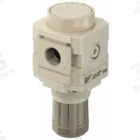 SMC Regulator: Die-Cast Zinc, 1/4 in G, 7.251887 psi to 123.2821 psi, 1 MPa Max Op Pressure, Knob (MPN AR20-F02-D). Key specifications — attr111664: No; attr111400: AR-D; attr111627: SMC.