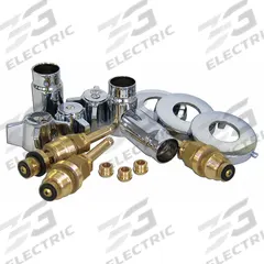 APPROVED VENDOR Shower and Tub Rebuild Kit: Square Trim Plate, Chrome Finish, Knob Faucet Handle (MPN RBK0457). Key specifications — Compatible Product Type: Sterling Bathtub and Shower Faucets; Brand: APPROVED VENDOR; Product Type: Shower Rebuild Kit; Trim Plate Shape: Square; Handle Material: Brass; Trim Finish/Color: Chrome.