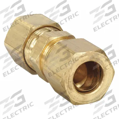 PARKER Compression Fitting Union: 1/4 in OD x 1/4 in OD Fitting Size, Brass - Standard Sleeve Brass Compression Fittings