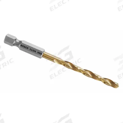 BOSCH Hex Shank Drill Bit: 11/64", 135° Split Point, TiN-Coated HSS - Bosch Impact Tough Drill Bits