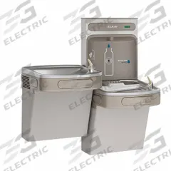 ELKAY Bi-Level Drinking Fountain with Bottle Filler: On-Wall, 8 gph @ 50°F, Vinyl Clad Steel, Gray (MPN EZSTL8WSLK). Key specifications — Brand: ELKAY; Housing Material: Vinyl Clad Steel; Housing Finish: Granite; Chilling Capacity: 8 gph @ 50°F; Housing Color: Gray.