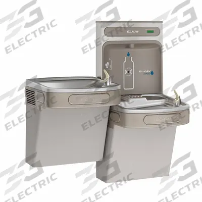 ELKAY Bi-Level Drinking Fountain with Bottle Filler: On-Wall, 8 gph @ 50°F, Vinyl Clad Steel - On-Wall Two-Level Drinking Fountains with Bottle Fillers