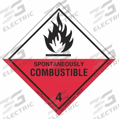 LABELMASTER Container Label: Spontaneously Combustible, 4 in x 4 in, 4 in Label Ht - Class 4: Flammable Solids
