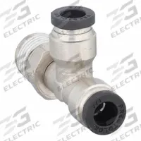 PARKER Push-Fit Tee Fitting: 1/4 in OD x 1/4 in Pipe x 1/4 in OD Size, Brass, 1 15/16 in Overall Lg (MPN W171PLP-4-4). Key specifications — Brand: PARKER.
