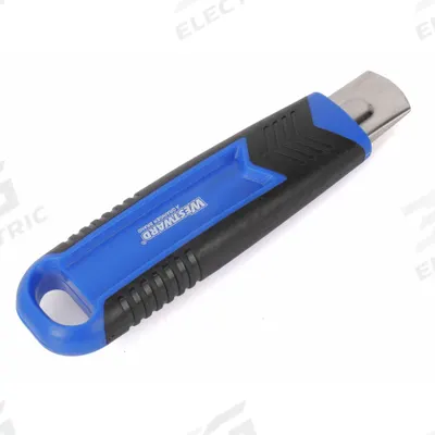 WESTWARD Safety Knife: 5 1/2 in Overall Lg, Rubberized, 1 1/4 in Overall Wd, Plastic - Automatic Retracting Utility Knives