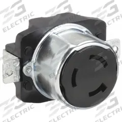 BRYANT Locking Receptacle: Non-NEMA, Black, 250V DC/600V AC, 50 A Current Rating, 2 Poles, 3 Wires (MPN 3771). Key specifications — Brand: BRYANT.