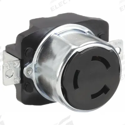BRYANT Locking Receptacle: Non-NEMA, Black, 250V DC/600V AC, 50 A Current Rating - General Purpose Receptacles