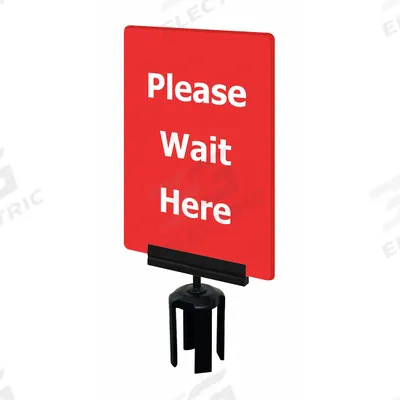 TENSABARRIER Acrylic Sign: Red, Please Wait Here Message, 11 in Overall Lg - Signs for Post Tops