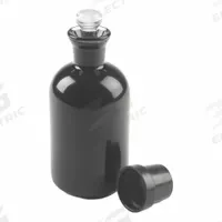 HACH Laboratory Bottle: 300 mL, Ground-Glass Stopper, 6.4 in, Black, Closure Included (MPN 2086047). Key specifications — Closure Type: Ground-Glass Stopper; Brand: HACH; Body Color: Black.