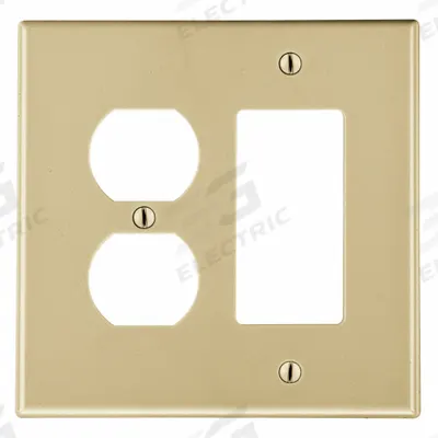 HUBBELL Wall Plate: Combo, 2 Gang, Ivory - Combination Wall Plates