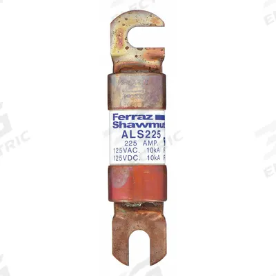 MERSEN Forklift Limiter Fuse: ALS Series, Bolt-On, Gen Purpose, 225 A, 125 V DC - Fast-Acting & General Purpose Bolt-On Fuses