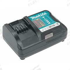 MAKITA Battery Charger: Single-Port Charging, For 12V DC, 1.5 Ah Charged in 1-Hour, 120V AC, Maktrak (MPN DC10WD). Key specifications — attr1255775: Standard; attr1255810: 12V DC; attr1255811: (1) 12V; attr1255812: 120V AC.