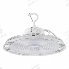 SYLVANIA UFO Hight Bay: 15,000 lm_18,000 lm_22,500 lm, 3500K/4000K/5000K, 39 ft – 49 ft Mounting Ht (MPN UFOHIBA3AS150UNVD8SC7BL 1/CS 1/SKU). Key specifications — Color Temperature: 5000K; Voltage: 120 to 277V AC; LED Replacement For: 250W to 400W MH; Brand: SYLVANIA.