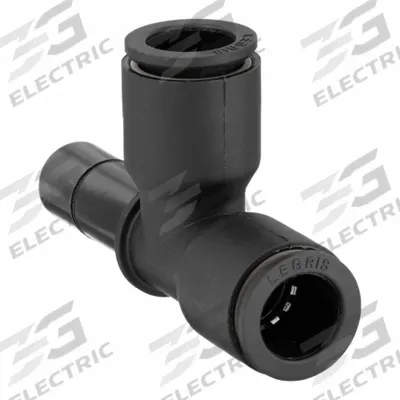 LEGRIS Push-Fit Tee Fitting: 6 mm OD x 6 mm OD x 8 mm OD Size, Polymer, 1 7/8 in Overall Lg - Nylon & Nickel-Plated Brass Tube Fittings
