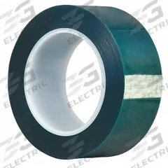 TAPECASE Film Tape: 2 in Wd, 72 yd Lg, 3.3 mil Thick, Polyester Film, Silicone, Green (MPN 15C572). Key specifications — Series: M.