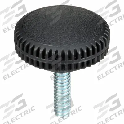 INNOVATIVE COMPONENTS Hand Knob: Knurled, Plastic w/ Steel Thread, #10-24 Thread, 0.75 in Thread Lg - Knurled Knobs with Threaded Stud