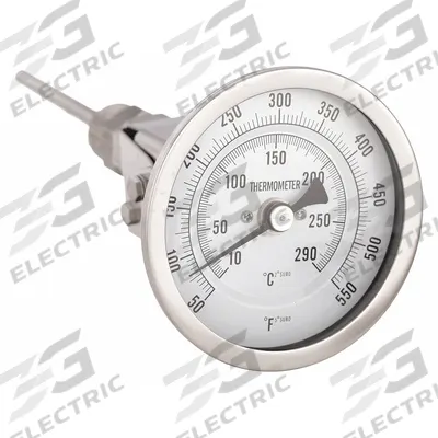 APPROVED VENDOR Dial Thermometer: 50°F to 550°F /10°C to 290°C, 4 in Stem Lg - Adjustable-Angle Thread-Mount Dial Thermometers