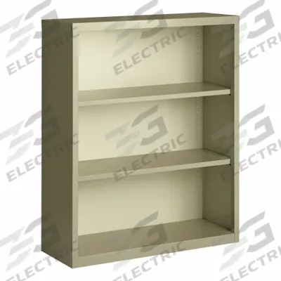 HIRSH Bookcase: Putty, Steel, 42 in Overall Ht, 34 1/2 in Overall Wd, 13 in Overall Dp - Stationary Bookcases