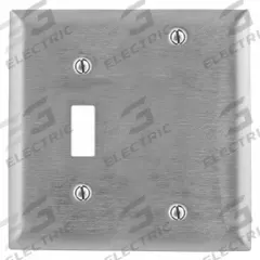 HUBBELL Wall Plate: Combo, 2 Gang, Silver, Std Size (MPN SS113). Key specifications — Brand: HUBBELL; Material: Stainless Steel.