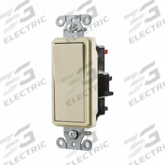 HUBBELL Wall Switch: Rocker Switch, 3-Way, Maintained, Ivory, 120/277V AC, 15 A (MPN DS315STI). Key specifications — Illuminated: No; Voltage Rating: 120/277V AC.