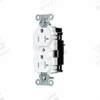 HUBBELL Receptacle: Duplex, 5-20, White, 125V AC, 20 A, 2 Pole / 3 Wire (MPN BR20STWTR)