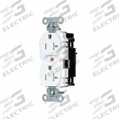 HUBBELL Receptacle: Duplex, 5-20, White, 125V AC, 20 A, 2 Pole / 3 Wire (MPN BR20STWTR)