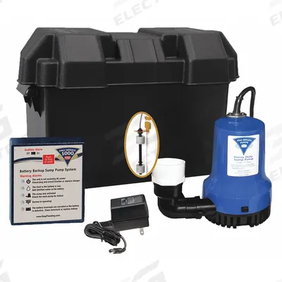 PRO SERIES PUMPS Battery Backup Sump Pump: 12V DC, 1/4 hp, Dual Micro-Reed Float - Battery-Powered Backup Sump Pumps