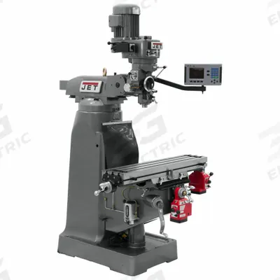 JET Vertical Milling Machine: JTM-1, Belt Drive, 2 hp - Belt-Drive Vertical Milling Machines with DRO & X-/Y-Axis Powerfeeds
