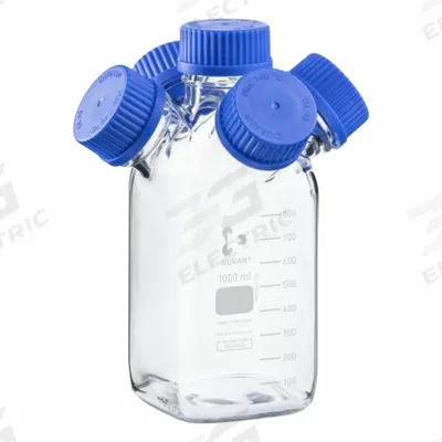 DURAN Laboratory Bottle: 1 L, 45 mm, Polypropylene, Unlined, Colorless, 1 - Rectangular Glass Lab Bottles