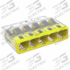 WAGO Push-In Wire Connector: 2773 Series, 5 Port, 20 AWG – 12 AWG Solid Wire Size Range, 32 A, 600 V (MPN 2773-405/VE00-0500). Key specifications — Series: 2773; Manufacturer Part Number: 2773-405/VE00-0500; Brand: WAGO.