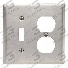 LEVITON Wall Plate: Combo, 2 Gang, Std Size (MPN 84005). Key specifications — Brand: LEVITON; Material: Stainless Steel.