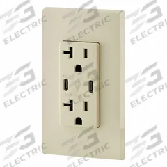 USB Receptacle: Decorator Duplex, 5-20R, USB Type C, Ivory, 125V AC, 20 A (MPN T5835-I). Key specifications — Brand: LEVITON.