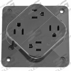 HUBBELL Receptacle: Quad, 5-15, Gray, 125V AC, 15 A, 2 Pole / 3 Wire (MPN HBL415GY)