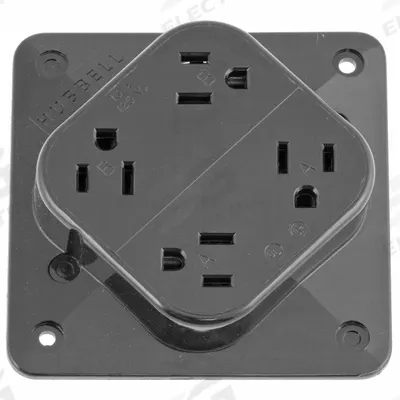 HUBBELL Receptacle: Quad, 5-15, Gray, 125V AC, 15 A, 2 Pole / 3 Wire (MPN HBL415GY) - General Purpose Receptacles