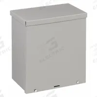 WIEGMANN Enclosure: Steel, 10 in x 8 in x 4 in, 3R, Solid Cover, Screw On, Included, Painted (MPN RSC081004). Key specifications — Brand: WIEGMANN; Closure Method: Padlock Hasp; Knockouts: Included.