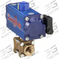DYNAQUIP CONTROLS Pneumatically Actuated Two-Way Ball Valve: 1 in Size, Bronze, FNPT x FNPT (MPN PVA65AMSR06312A). Key specifications — Brand: DYNAQUIP CONTROLS; Pilot Solenoid Voltage: 115V AC.