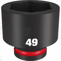 MILWAUKEE Standard Impact Socket: 3/4 in Drive Size, Metric, 49 mm Socket Size, 6-Point, Std (MPN 49-66-6387). Key specifications — attr1215501: MILWAUKEE; attr1215515: Black Phosphate; attr1215518: 49 mm.