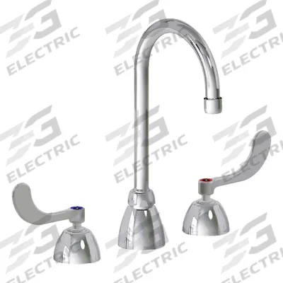 CHICAGO FAUCETS Gooseneck Kitchen/Bathroom Faucet: 786, Cast Brass, Widespread, Deck - Widespread Kitchen Faucets
