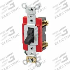 LEVITON Wall Switch: Toggle Switch, Single Pole, Maintained, Ebony, 120/277V AC, 20 A (MPN 1221-2E). Key specifications — Color: Ebony; Illuminated: No; Voltage Rating: 120/277V AC.