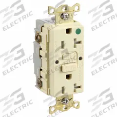 HUBBELL GFCI Receptacle: Hospital Grade, Duplex, 5-20R, Ivory, GFCI, 125V AC, 20 A, 2 Pole / 3 Wire (MPN GFRTW83I)
