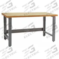 BENCHPRO Workbench: Adj Ht, Butcher Block, 60 in x 24 in, 1,600 lb Overall Load Capacity, Gray (MPN RW2460). Key specifications — Brand: BENCHPRO.