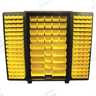 JAMCO Bin Cabinet: 48 in x 24 in 78 in, 0 Shelves, 163 Bins, Yellow, Flush, 14 ga Panel - Standard Bin Cabinets