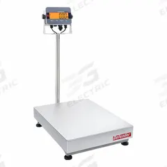 OHAUS Industrial Bench Scale: 19 3/4 in x 25 5/8 in, IP66/IP67, Column-Mounted, Stainless Steel (MPN i-D33XW150C1X7 AM). Key specifications — Connection Ports: USB; Readability: 0.05 lb/20 g; Brand: OHAUS; Weighing Surface Material: Stainless Steel.