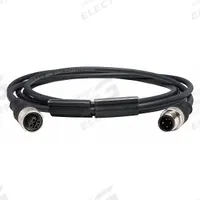 Cordset: M12 Male Straight X M12 Female Straight, 4 Pins, Black, PUR, 2 m Cable Lg, 22 AWG Wire Size (MPN XZCR1511041C2). Key specifications — Cable Jacket Color: Black; End 1 Gender: Male; End 1 Mounting Orientation: Straight; End 2 Gender: Female; End 2 Mounting Orientation: Straight; End 2 Connection Type: M12; IP Rating: IP69K; Brand: TELEMECANIQUE SENSORS.