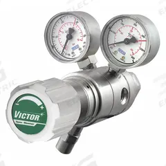 VICTOR High Purity Gas Regulator: Two Stage, CGA 330 Inlet, 1/4" NPT F Outlet, 90 psig (MPN 4000-0060). Key specifications — Brand: VICTOR; Manufacturer Part Number: 4000-0060; Diaphragm Material: 316L Stainless Steel; Outlet Connection: 1/4" NPT F; Inlet Connection: CGA 330.