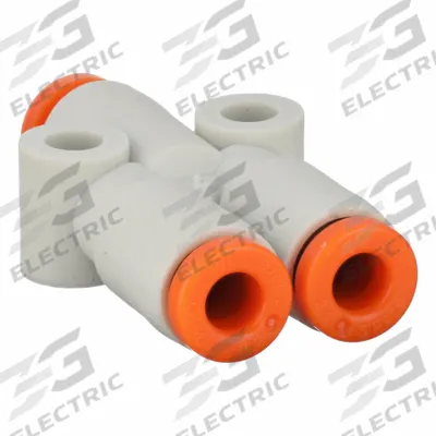 SMC Push-Fit Wye Fitting: 1/8 in OD x 1/8 in OD x 1/8 in OD Size, Polybutylene Terephthalate - Polybutylene & Brass Tube Fittings