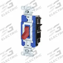 HUBBELL Wall Switch: Toggle Switch, Single Pole, Maintained, Red, 120/277V AC, 15 A (MPN CSB115STR). Key specifications — Illuminated: No; Voltage Rating: 120/277V AC.
