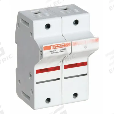 MERSEN Fuse Block: Finger-Safe, 2 Pole, 600 V AC, DIN Rail Mounting - UL Class J Fuse Blocks