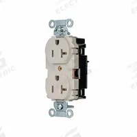 HUBBELL Receptacle: Duplex, 5-20, Light Almond, 125V AC, 20 A, 2 Pole / 3 Wire (MPN 5352STLA)