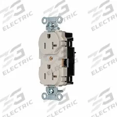 HUBBELL Receptacle: Duplex, 5-20, Light Almond, 125V AC, 20 A, 2 Pole / 3 Wire (MPN 5352STLA)